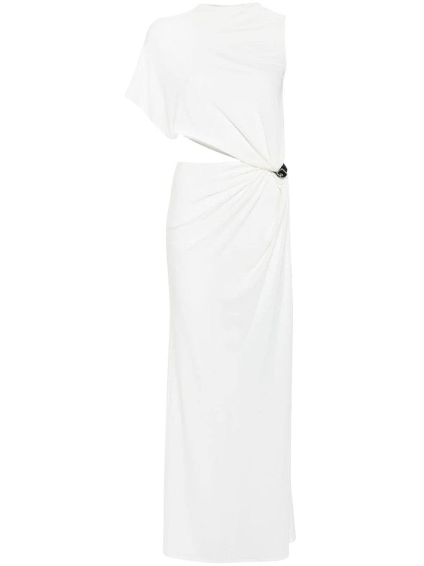 Courrèges Heritage White Stretch-Jersey Crepe Asymmetric Dress