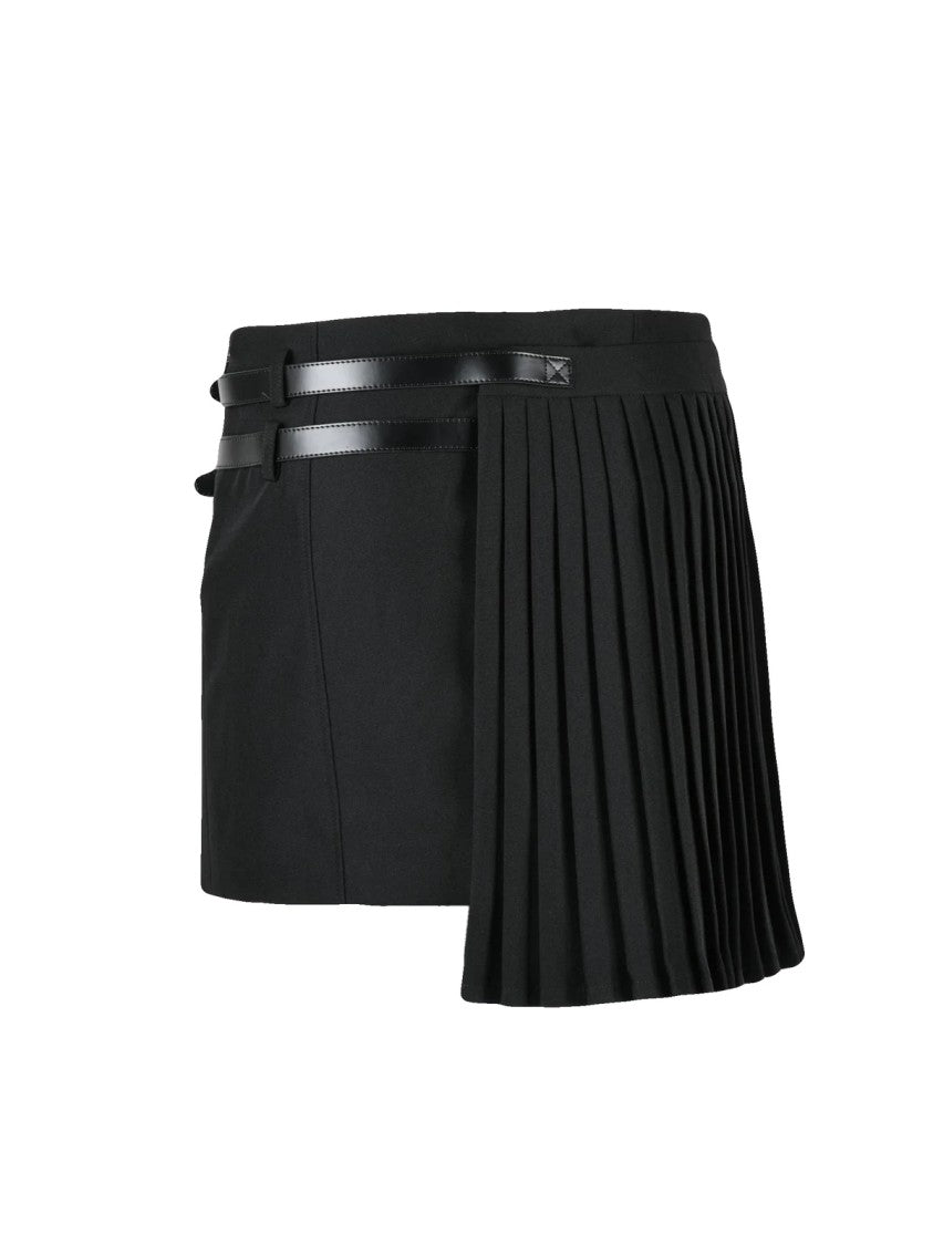 Coperni Black Buckle Leather Detail Mini Skirt
