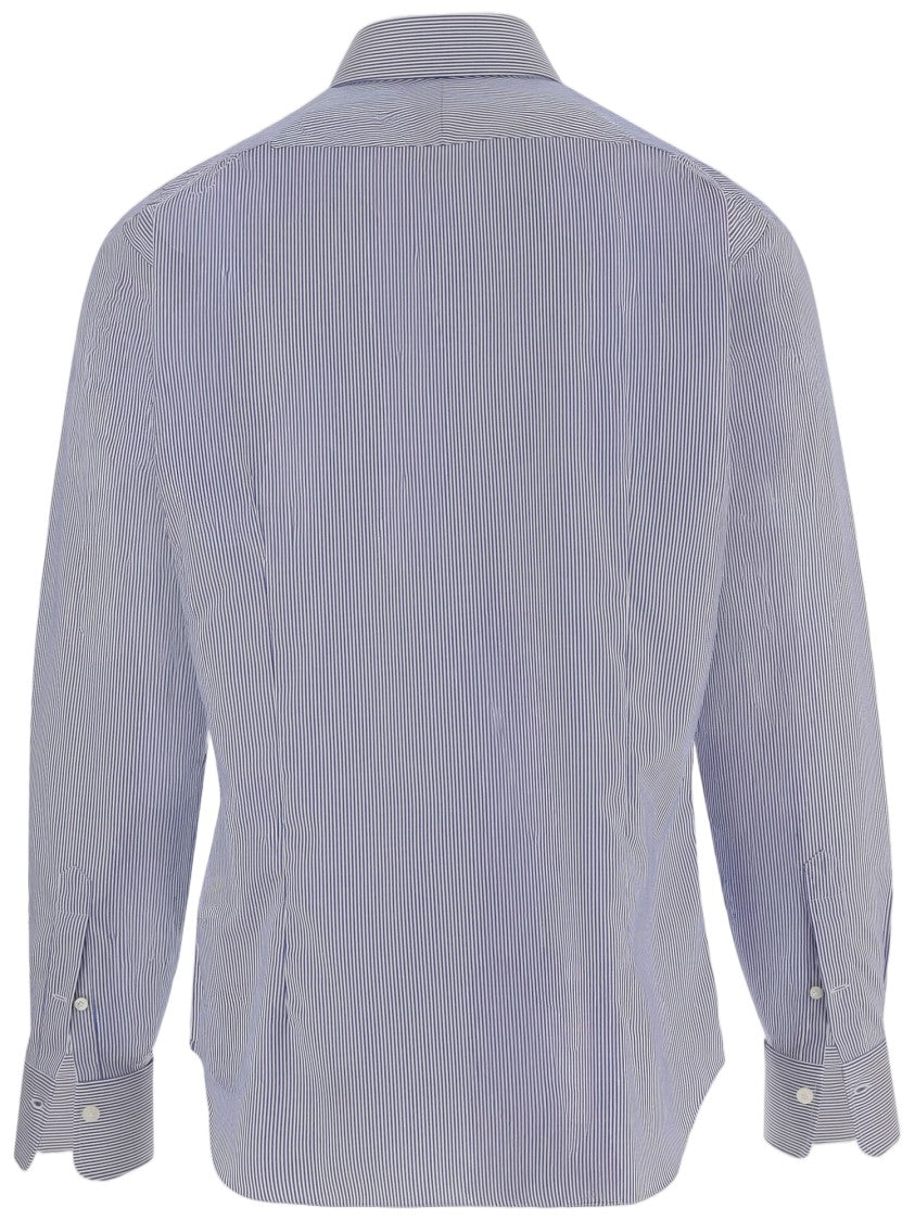 Gherardi Blue Striped Cotton Shirt