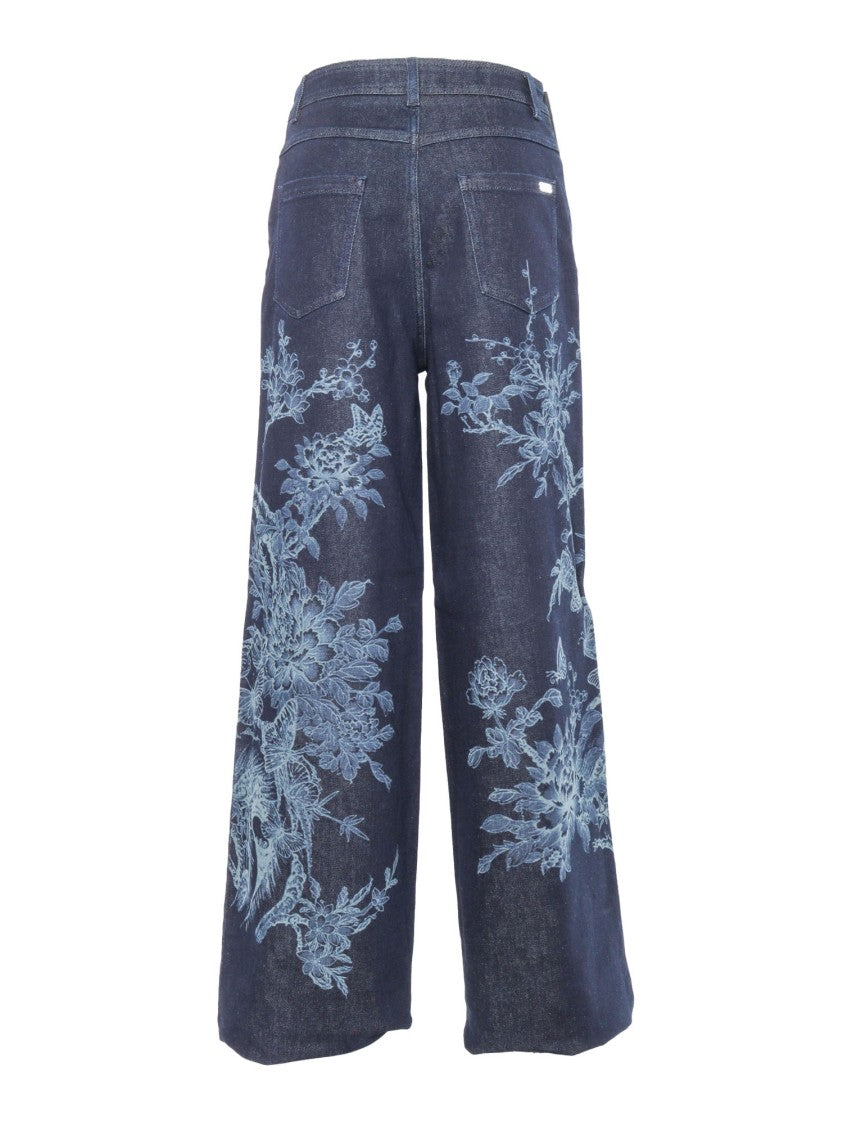 Alberta Ferretti Wide-Leg Pants With Intricate Floral Embroidery