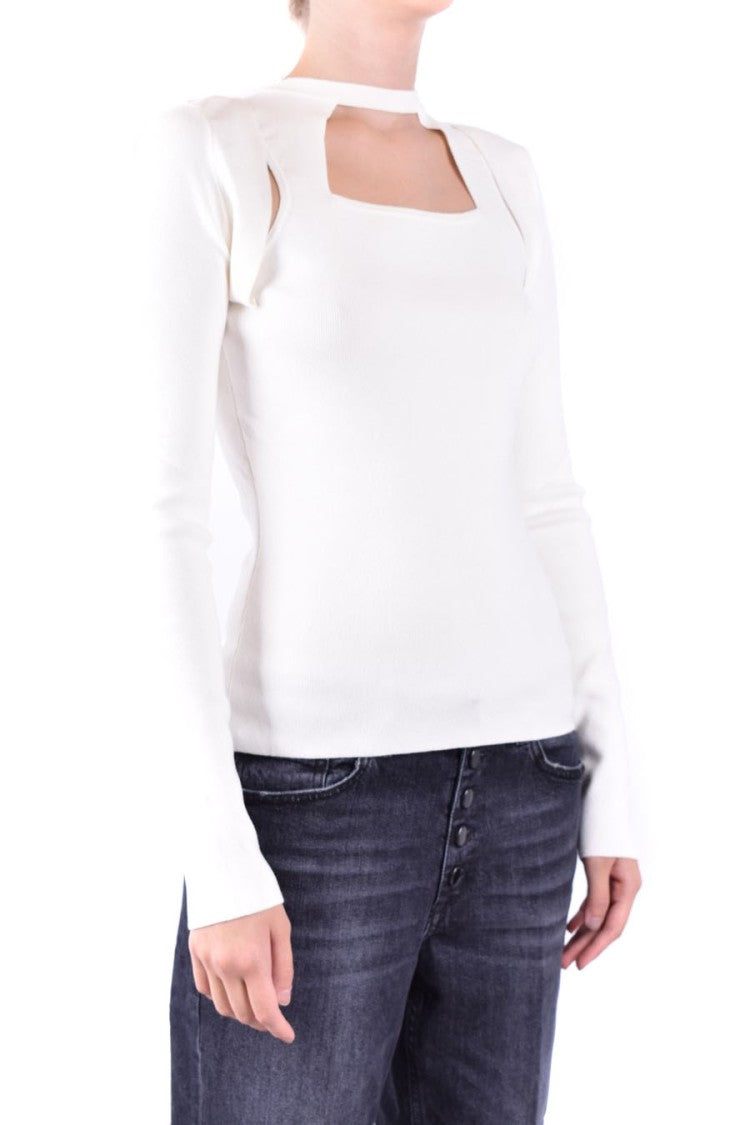 Dondup Square Cut-Out White Sweater