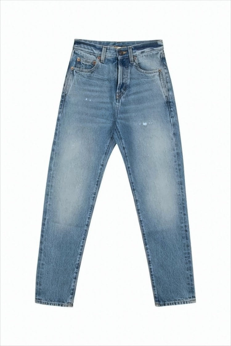 Saint Laurent Tapered Leg Denim Pants With Classic Five-Pocket Design