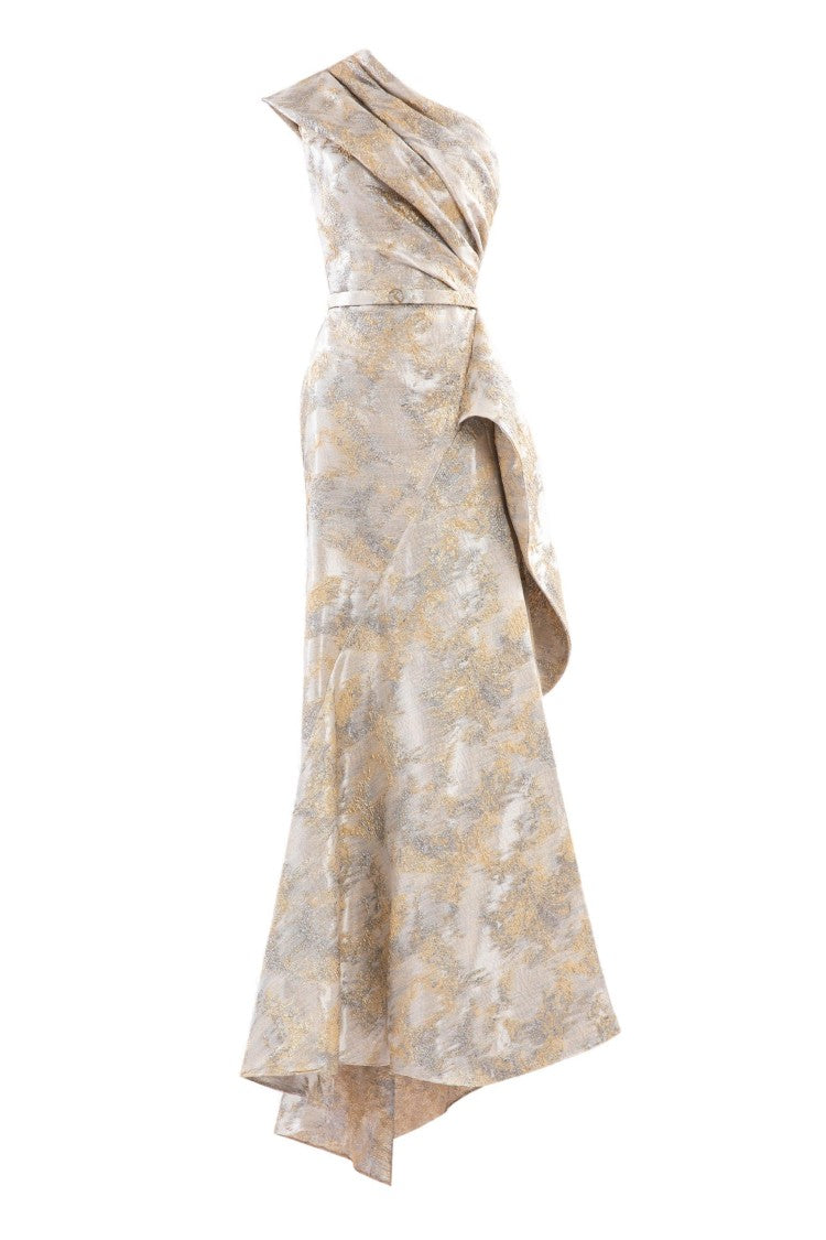 Saiid Kobeisy One -Shoulder Brocade Dress