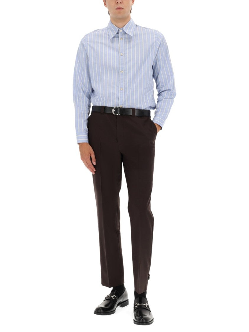Gucci Straight-Leg Wool Gabardine Pants With Refined Button Details