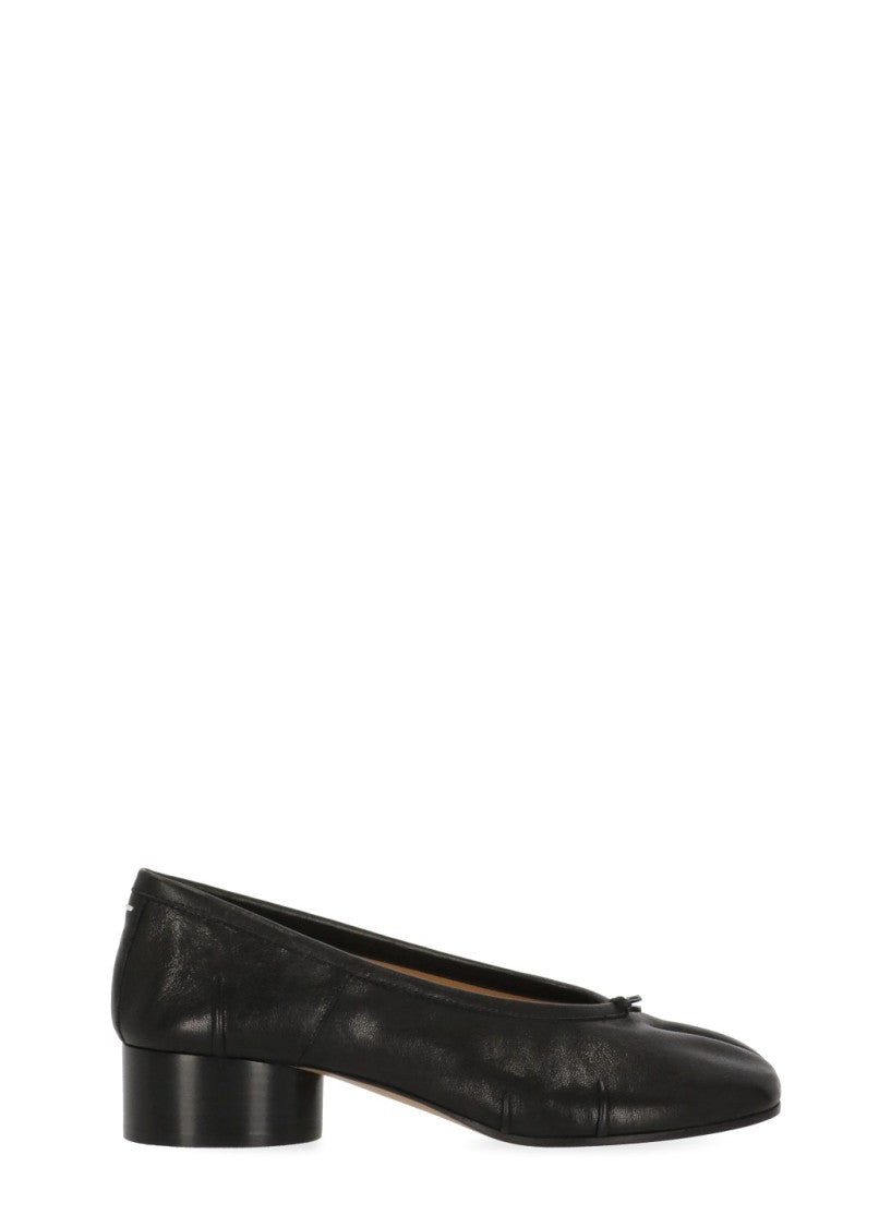 Maison Margiela Black Tabi Bow Leather Heeled Shoes