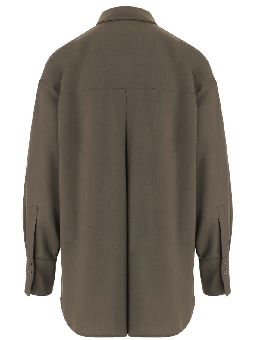 Ql2 Stretch Wool-Blend Shirt With Hidden Button Closure