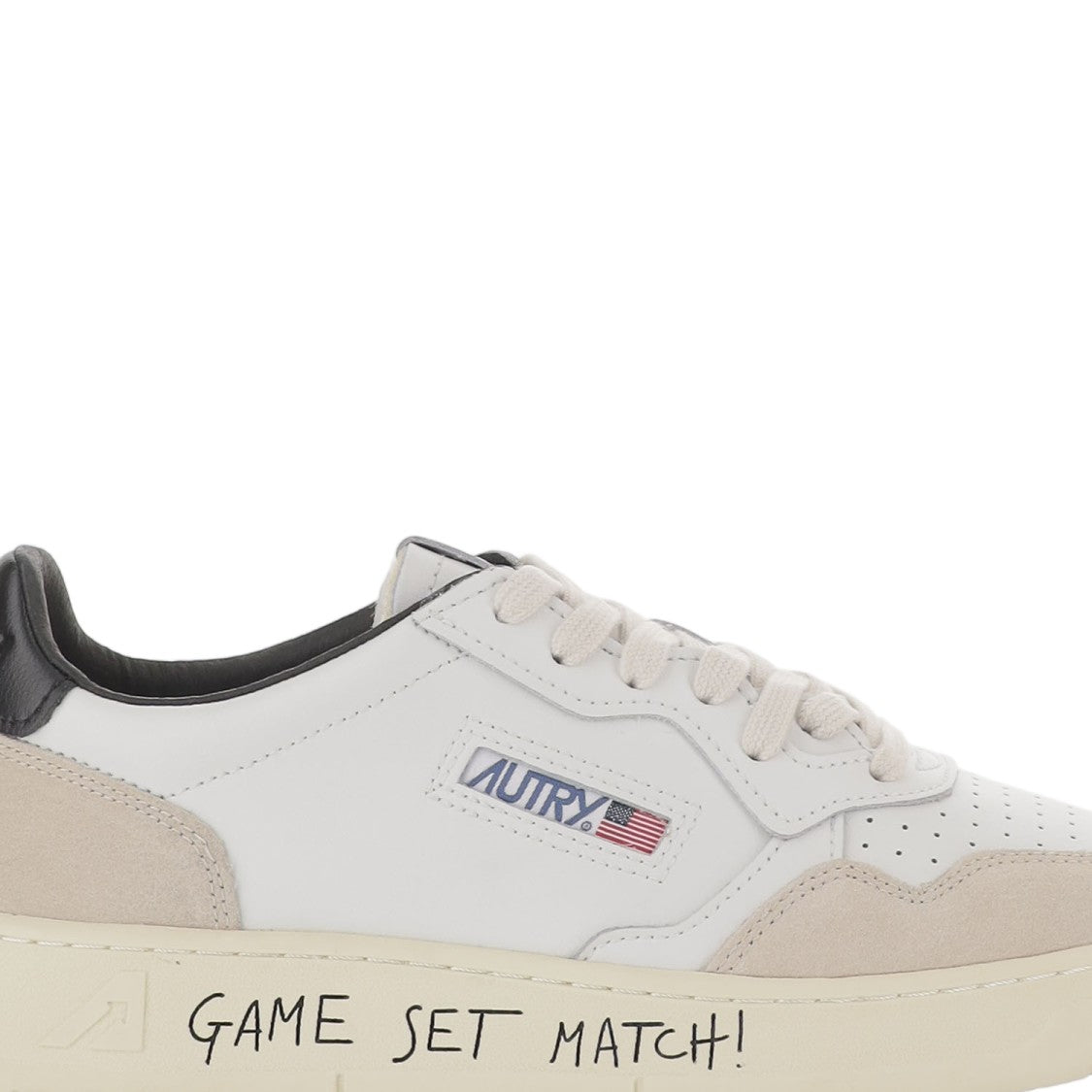 Autry Round Toe Leather Sneakers With Suede Inserts And Graffiti Accents