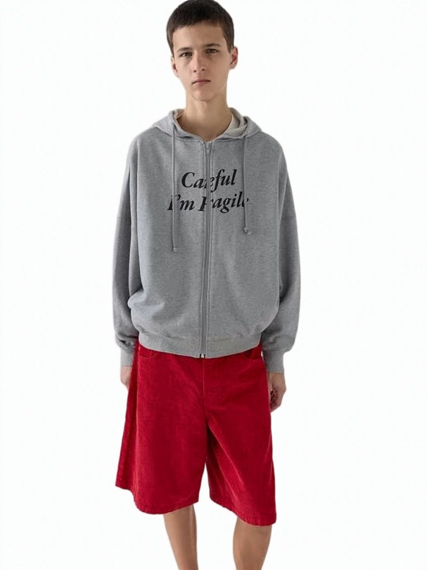 Gimaguas Light Grey Organic Cotton Printed Hoodie