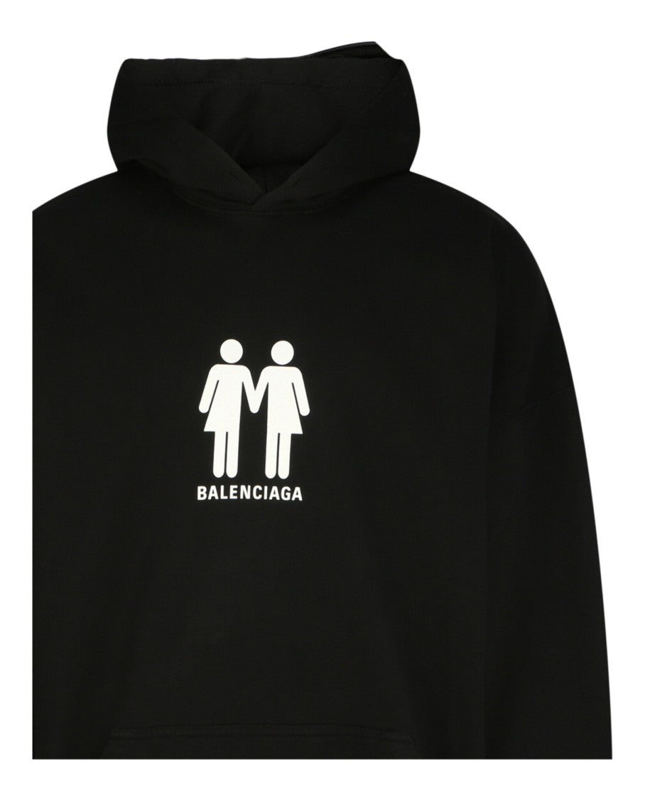 Balenciaga Boxy Fit Black Hoodie With Pride Graphics