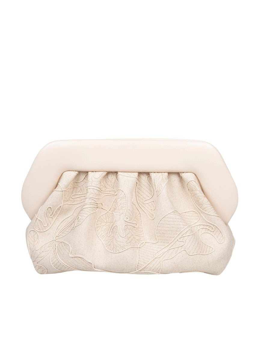 Themoirè Embroidered Canvas Handbag With Magnetic Closure And Removable Strap
