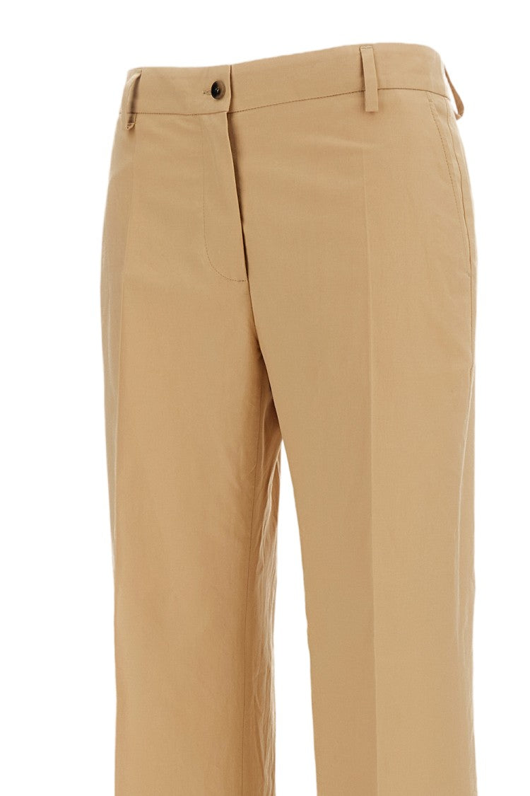 Alberto Biani Beige Wide-Leg Pressed Crease Pants