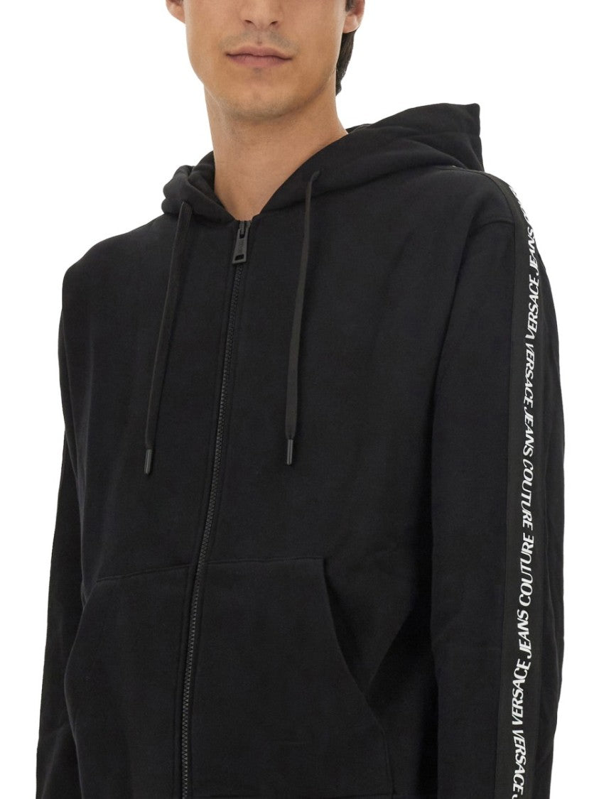Versace Jeans Couture Full-Zip Hoodie With Adjustable Drawstrings And Subtle Branding