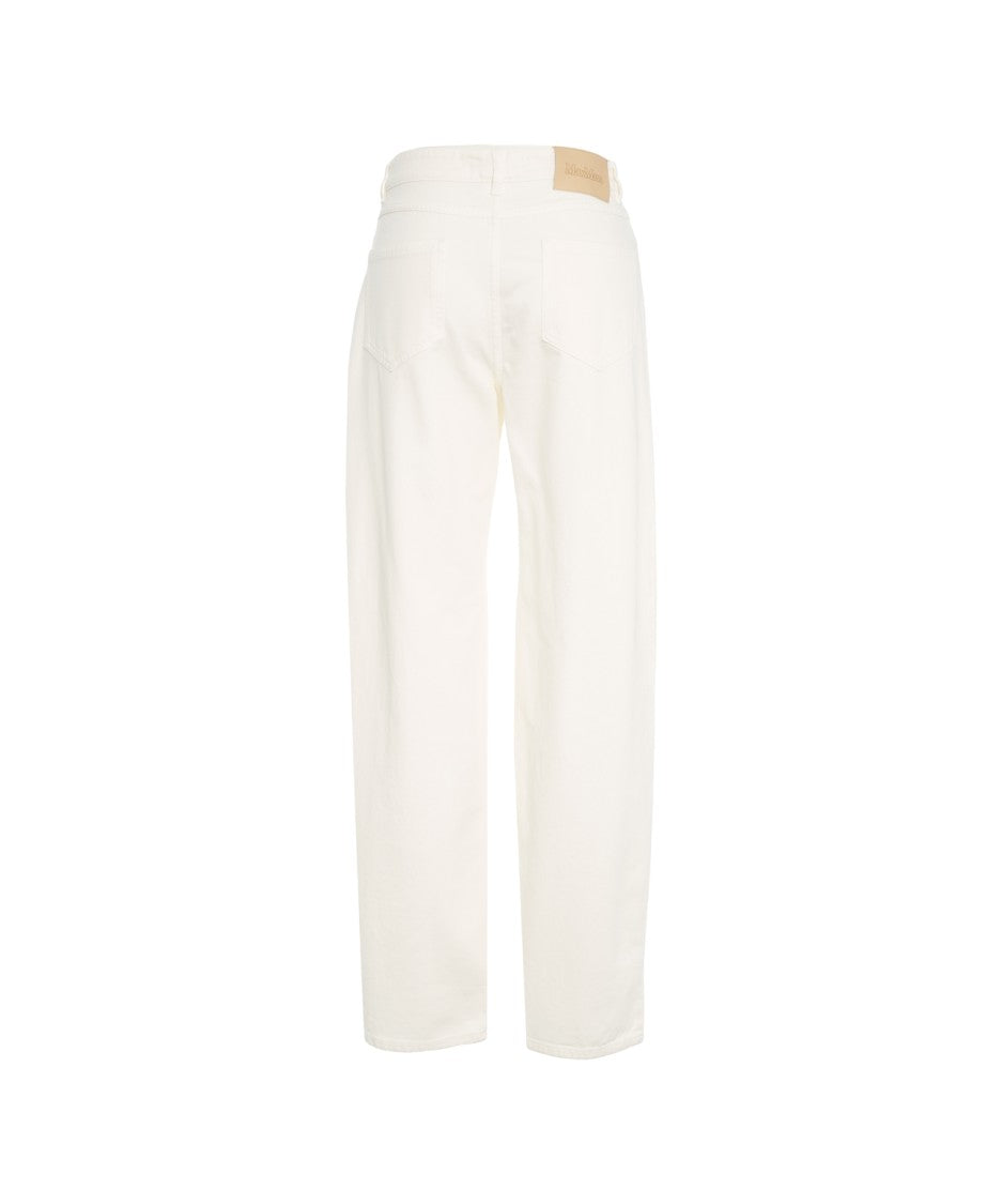 Max Mara High-Waisted White Wide-Leg Jeans With Classic Five-Pocket Design