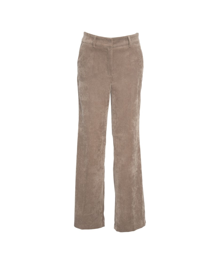 Cambio Wide Leg Trousers In Soft Corduroy With Hidden Zip Closure