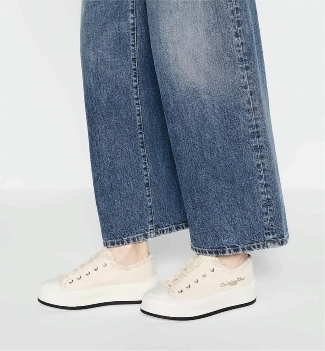 Christian Dior Low-Top Sneakers With Frayed Detail And Reinforced Toe Cap