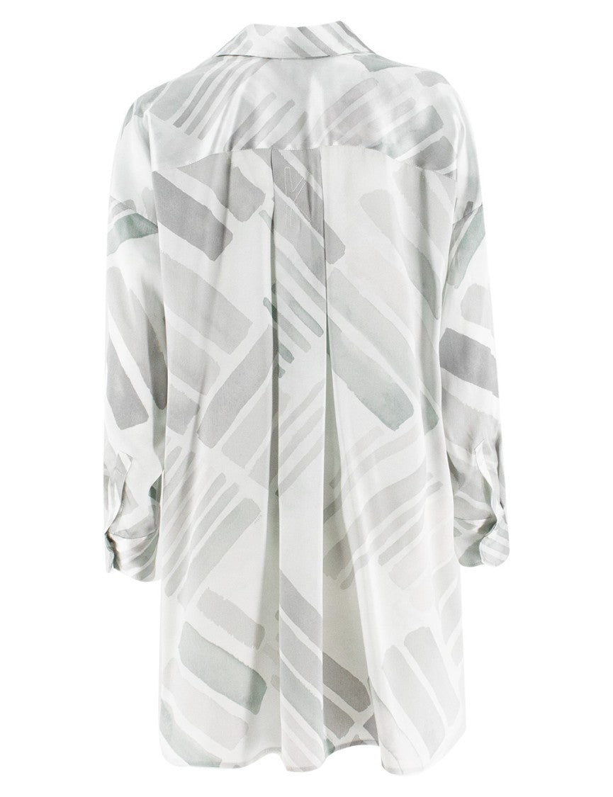 Kiton Stylish Silk Shirt In Grey And Azure