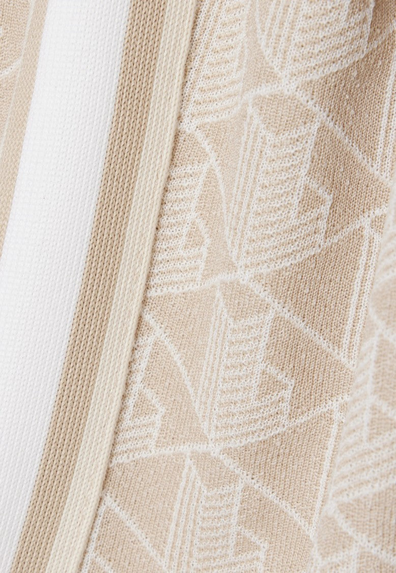 Lacoste Beige Monogram Jacquard Slim Polo