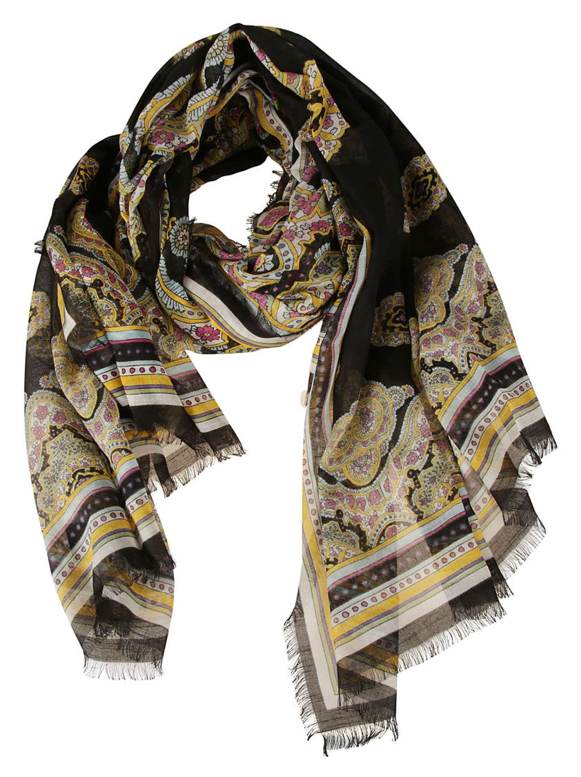 Etro Paisley Pattern Scarf In Black