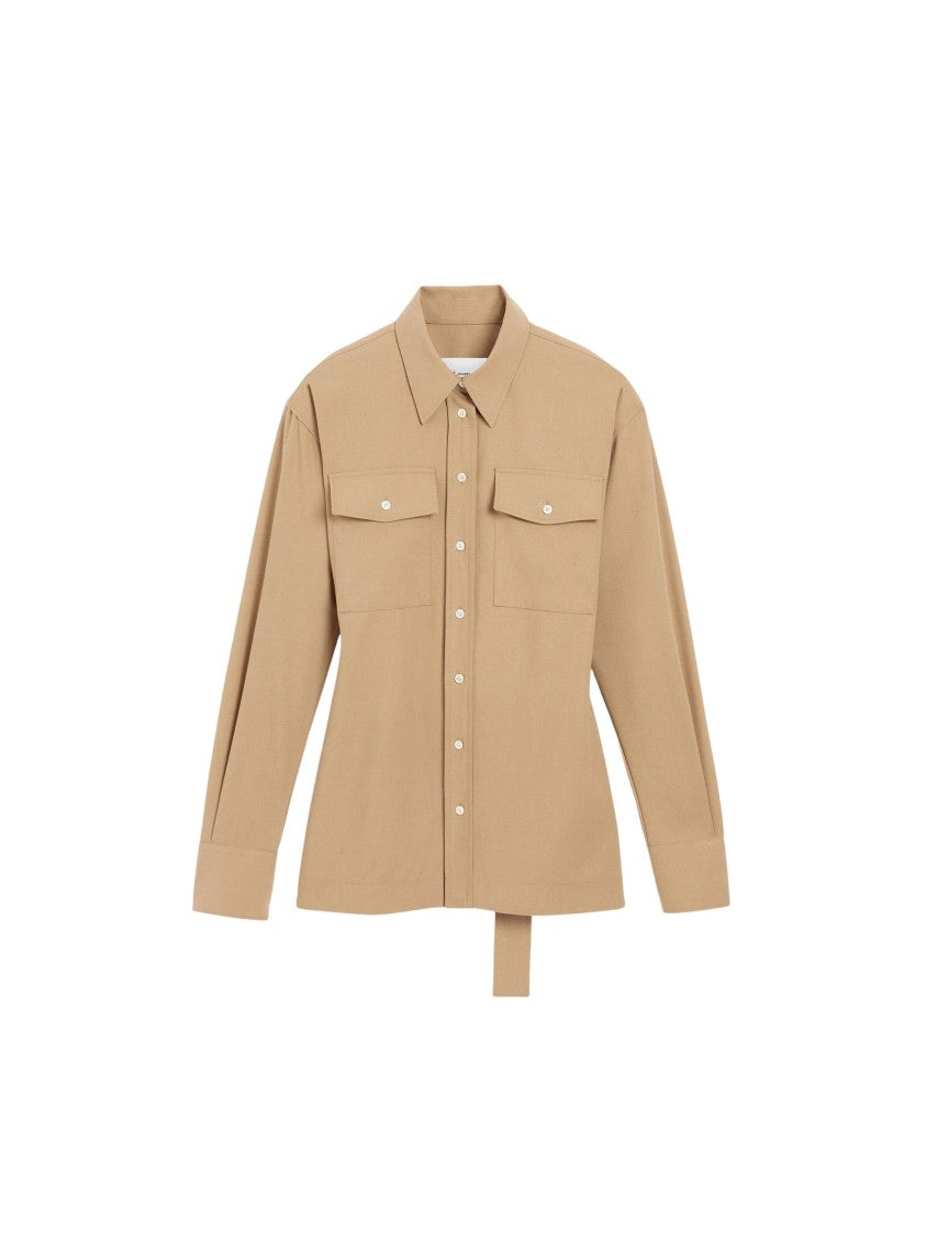 Ami Paris Beige Virgin Wool Puffball Sleeve Shirt