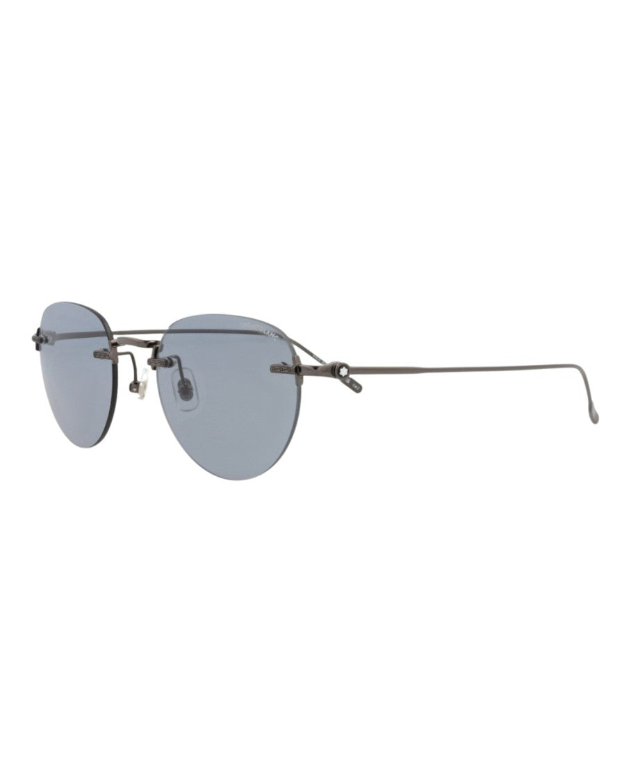 Montblanc Round-Frame Metal Sunglasses