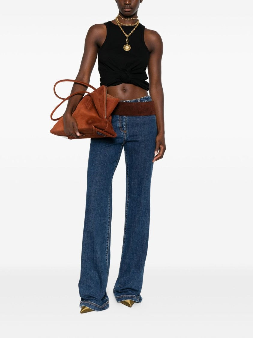 Etro Straight-Leg Blue Denim Jeans With Embroidered Logo