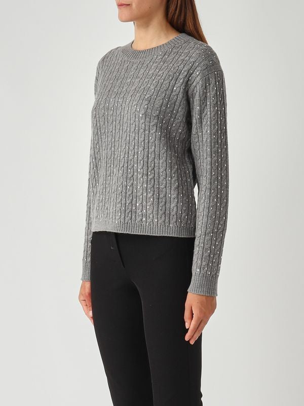 Max Mara Ussuri Cable Knit Sweater In Virgin Wool