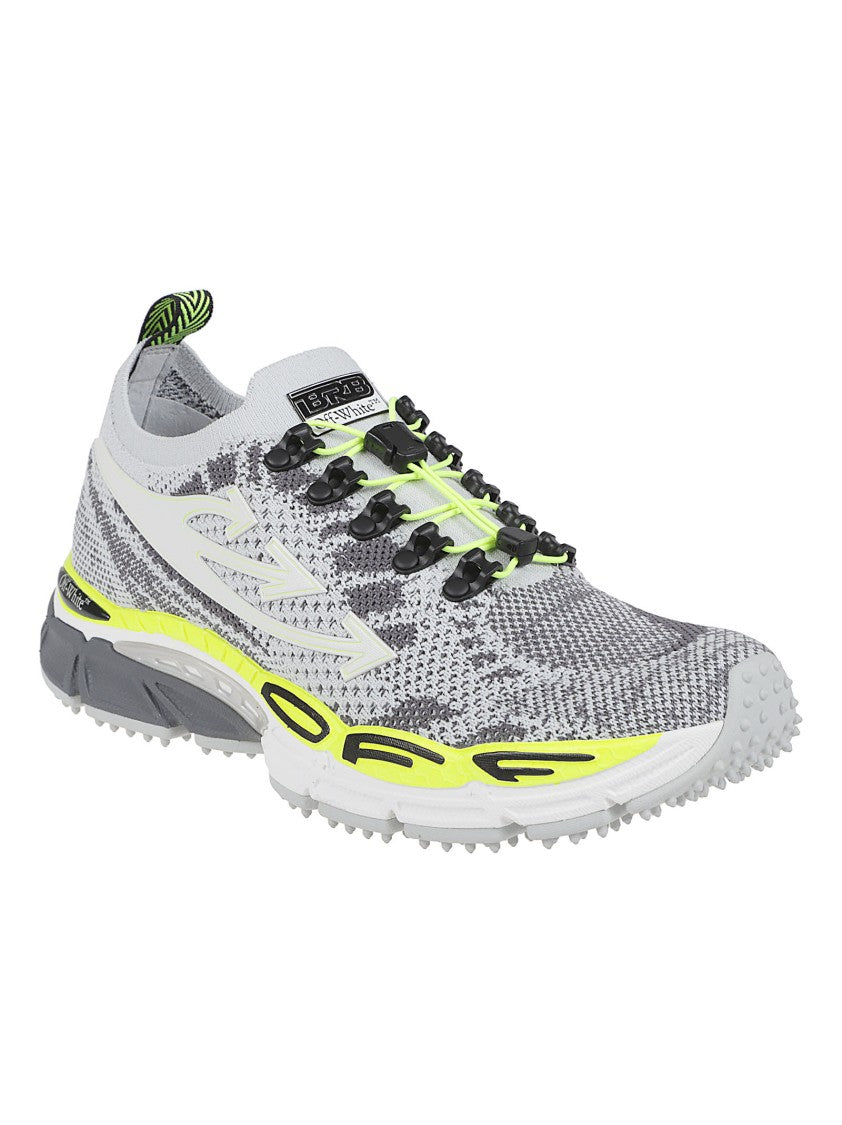 Off-White Knitted Low-Profile Off-White Sneakers With Neon Accents