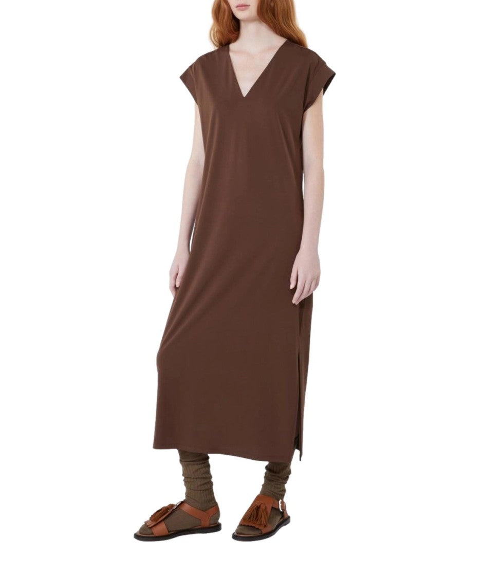 Max Mara Chocolate Brown Wkdmirto Lyocell Dress