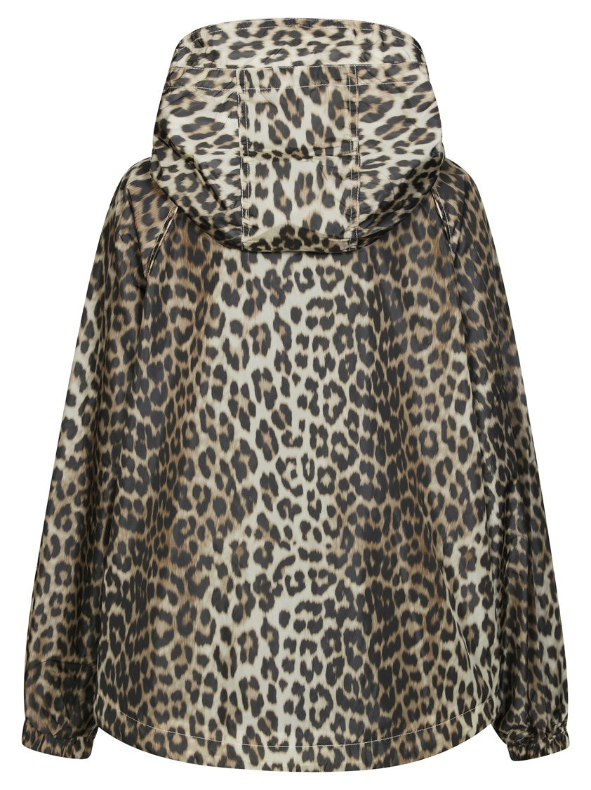 Ganni Bold Leopard Print Flyweight Nylon Jacket