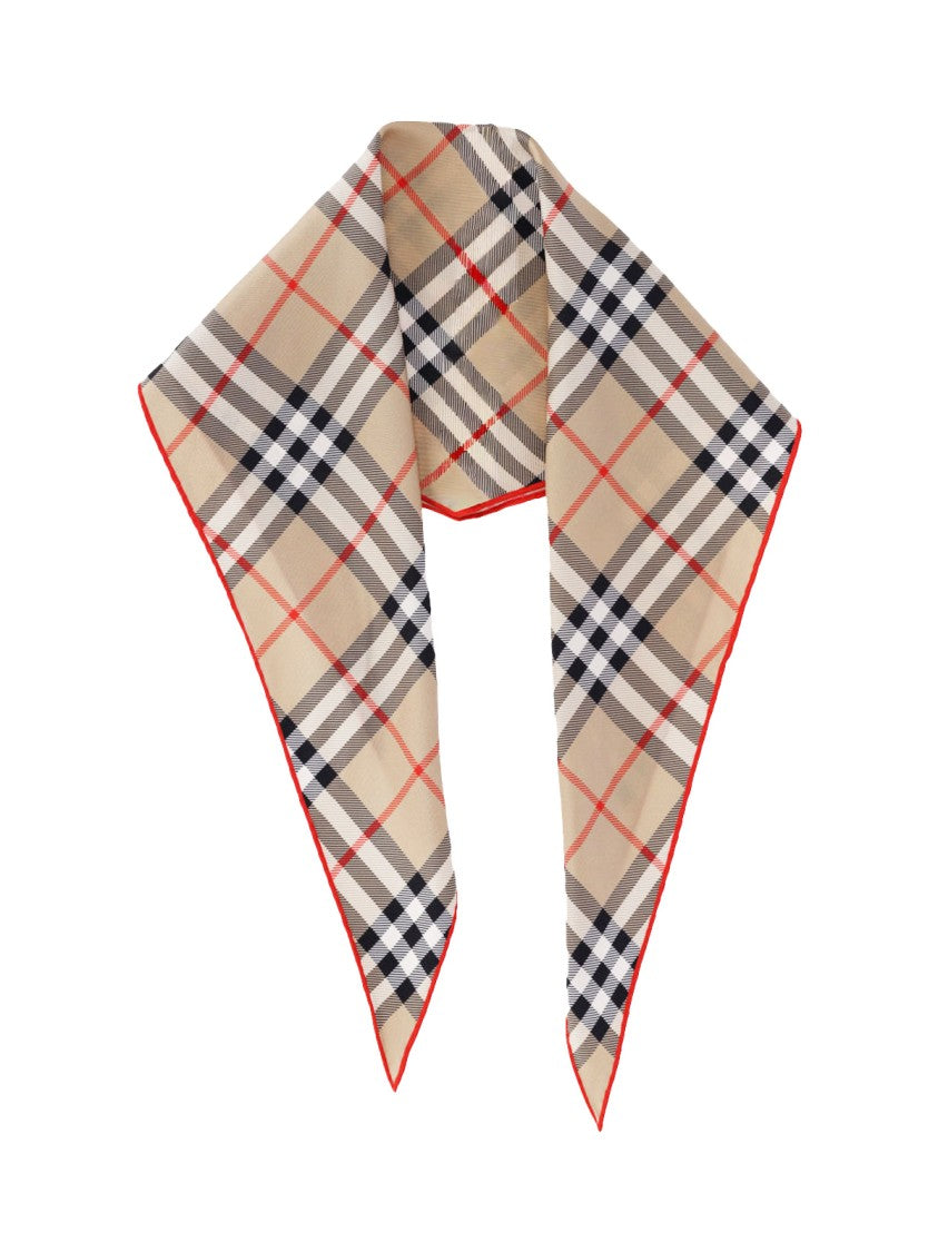 Burberry "Check" Scarf In Beige Mulberry Silk