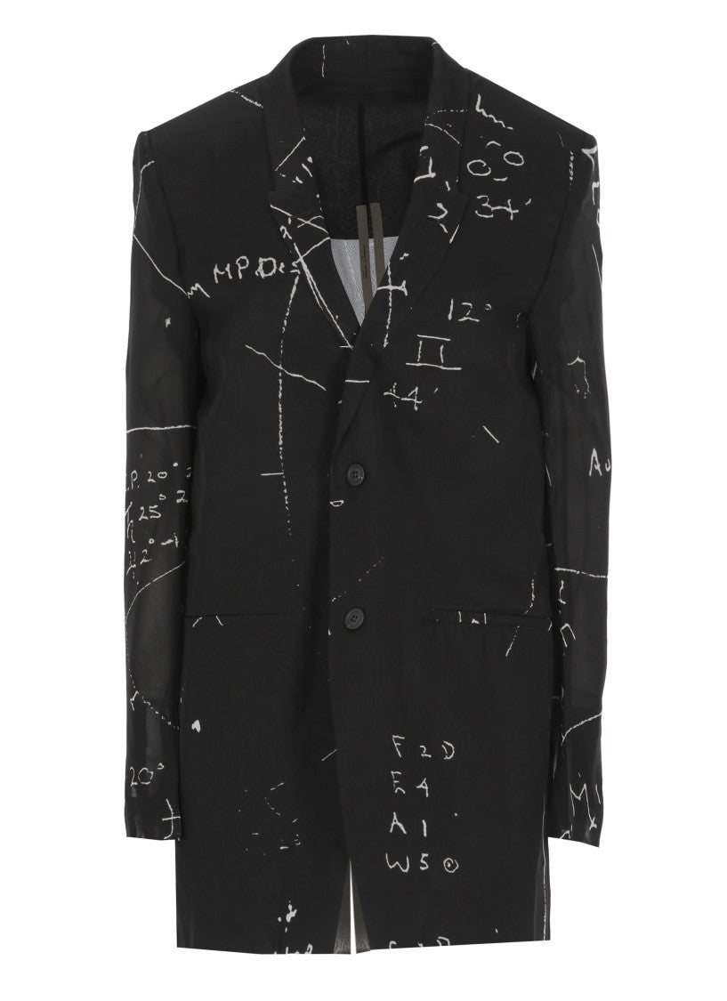 Rick Owens Black Concordian Silk Blazer