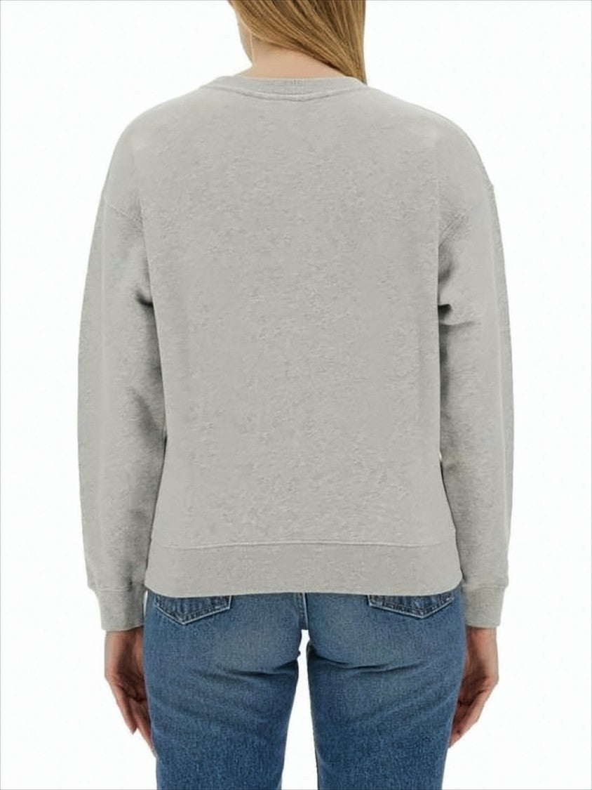 Maison Kitsuné Heather Grey Long-Sleeve Crewneck Sweatshirt With Embroidered Logo