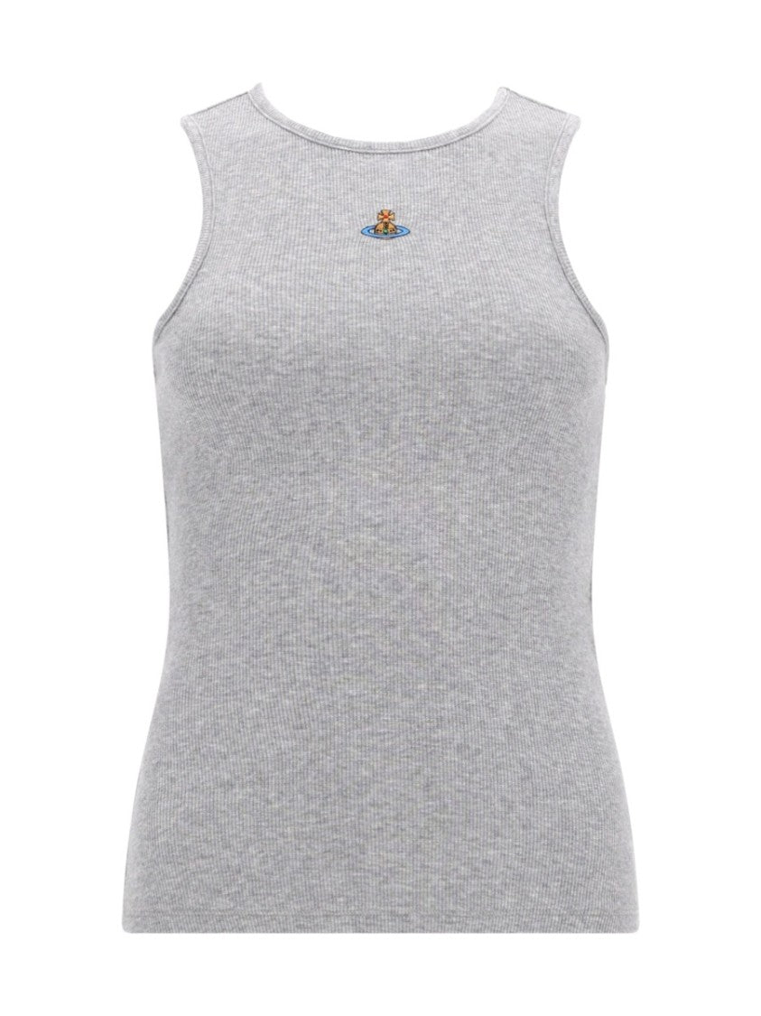 Vivienne Westwood Grey Ribbed Fitted Sleeveless Tank Top