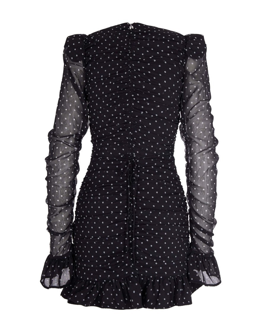 Rotate Black Printed Long-Sleeve Dress