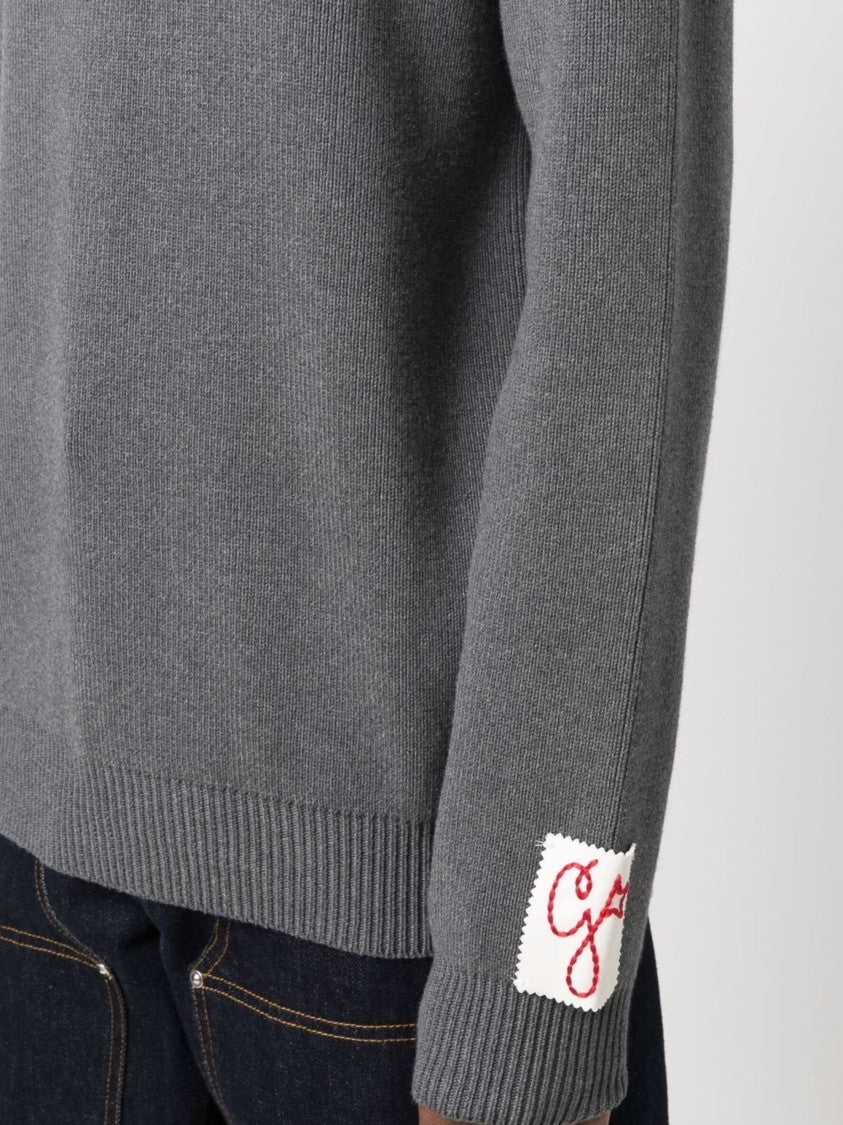 Golden Goose Grey Ribbed Finishes Cotton Sweater