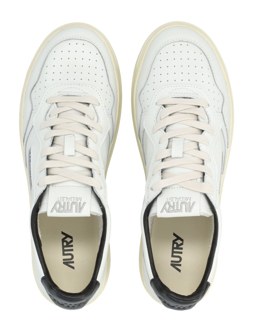 Autry Medalist Low White & Black Leather Sneakers