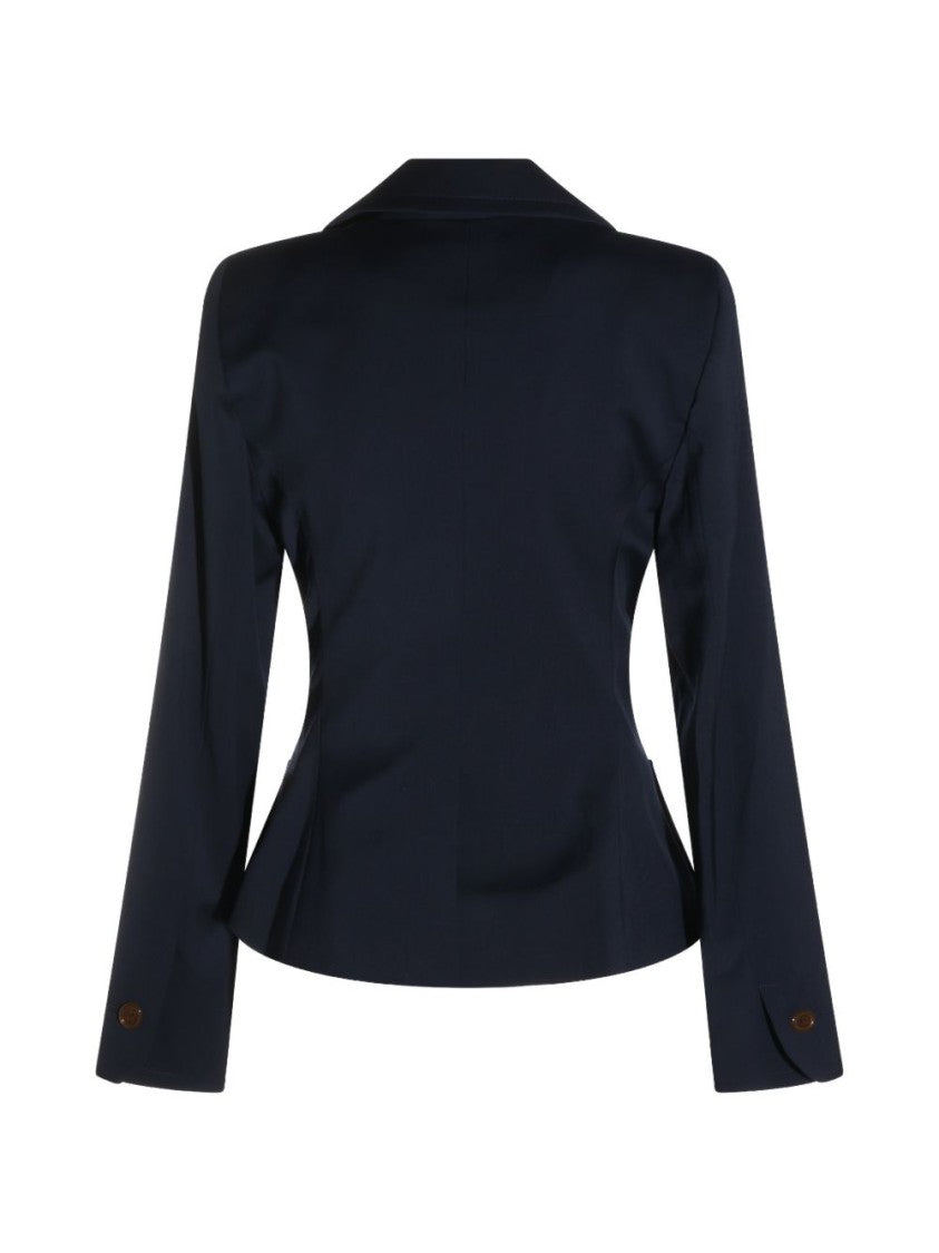 Vivienne Westwood Tailored Blue Jacket With Structured Shoulders And Peplum Hem