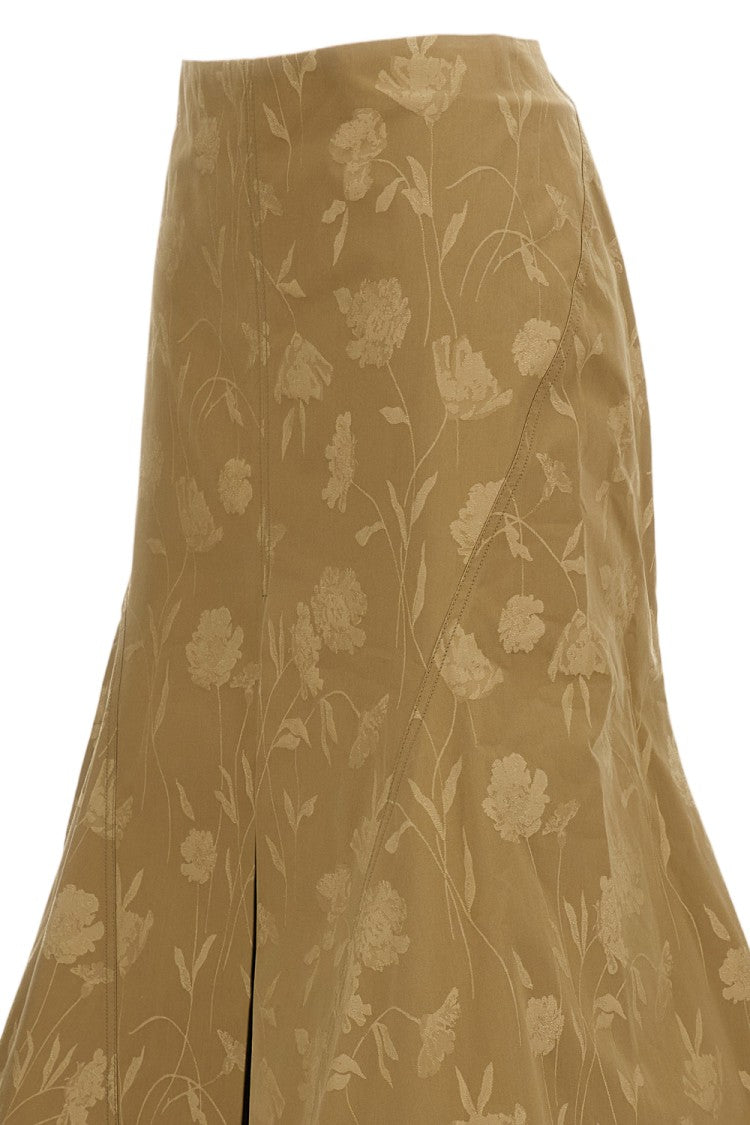 Erdem Cotton Jacquard Midi Skirt With Fluted Fishtail Silhouette