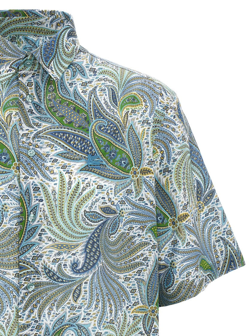Etro Maxi Flowered Paisley Print Cotton Shirt