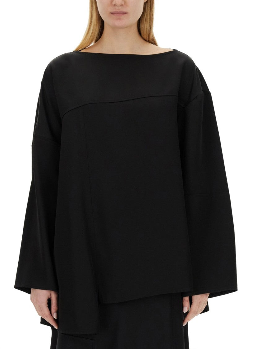 Jil Sander Asymmetrical Black Top With Unique Silhouette