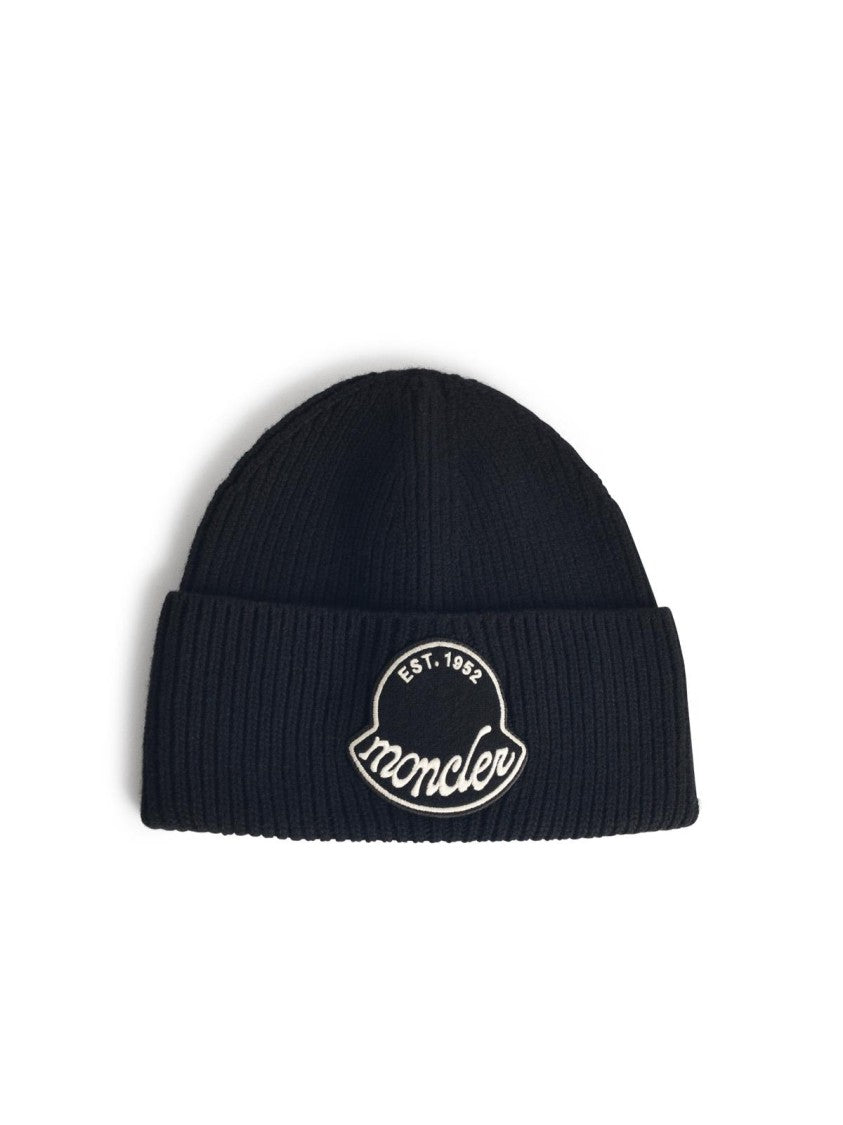 Moncler Black Virgin Wool Beanie