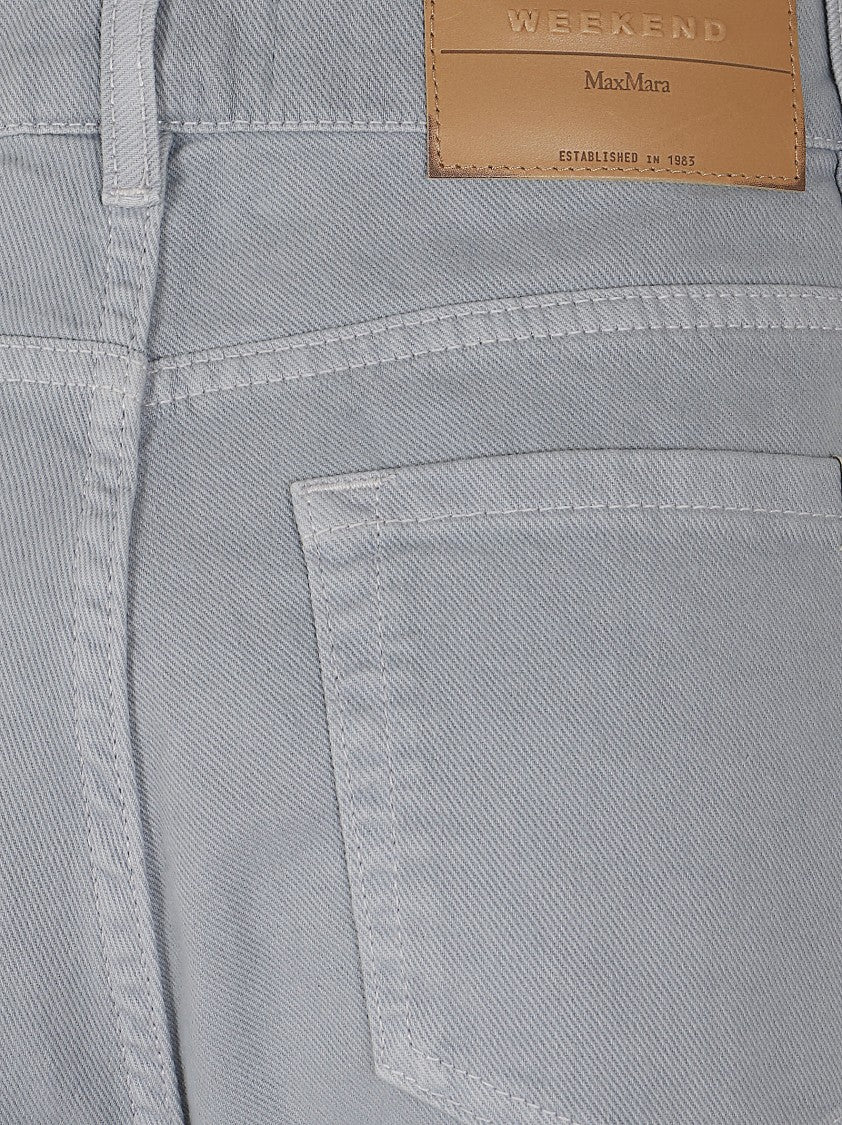 Max Mara Wide-Leg Grey Stretch Cotton Drill Pants