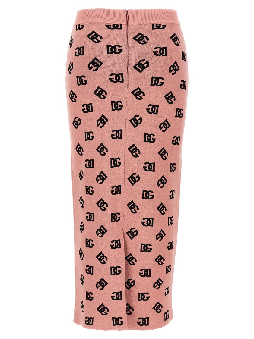 Dolce & Gabbana High-Waist Sheath Skirt With Dg Jacquard Logo
