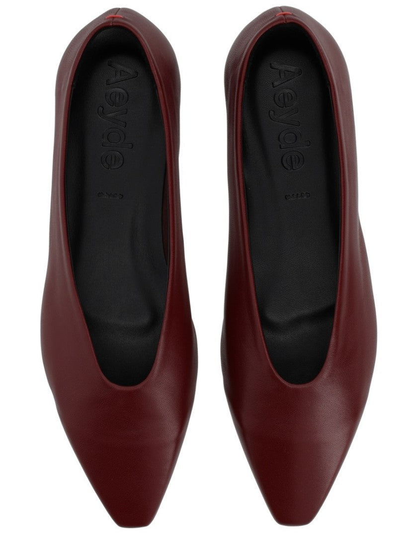 Aeydē Betty Burgundy Pointed Toe Nappa Leather Ballerina Flats