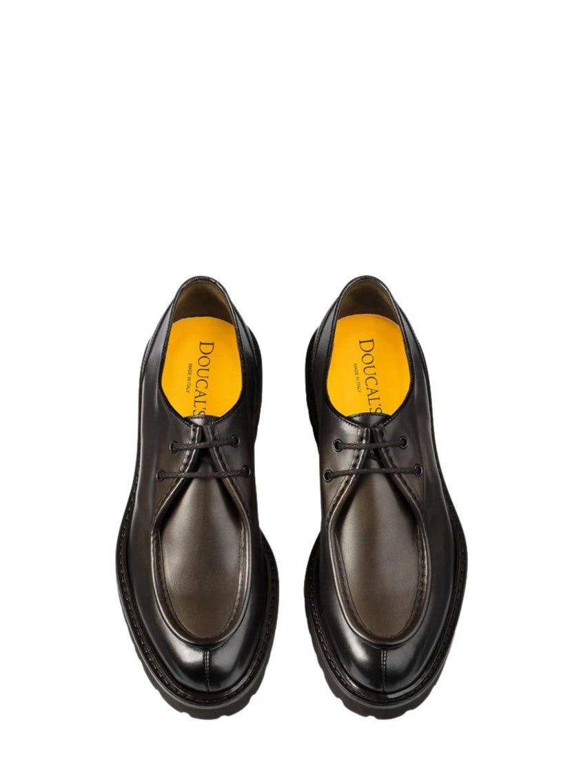 Doucal's Black Paraboot Polished Leather Brogues