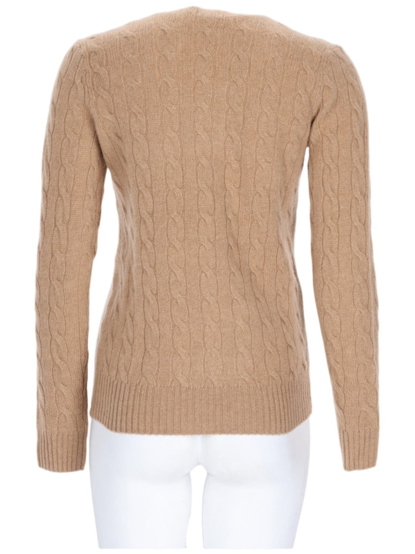 Polo Ralph Lauren Cable Knit Wool-Cashmere Blend Sweater With Embroidered Logo