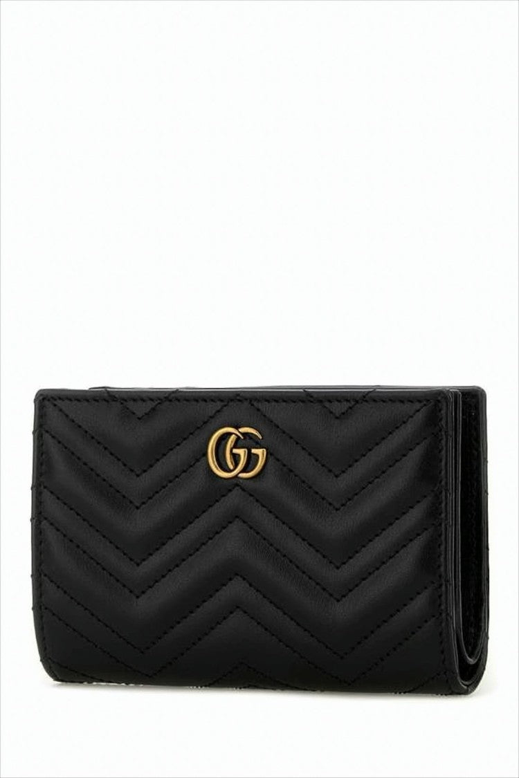 Gucci Rectangular Leather Wallet With Quilted Chevron Pattern