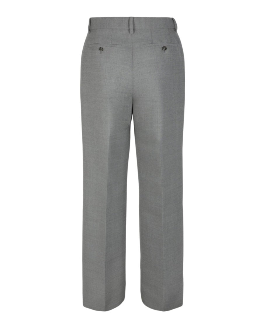 Burberry Wide-Leg Grey Trousers With Mid Rise And Tailored Finish