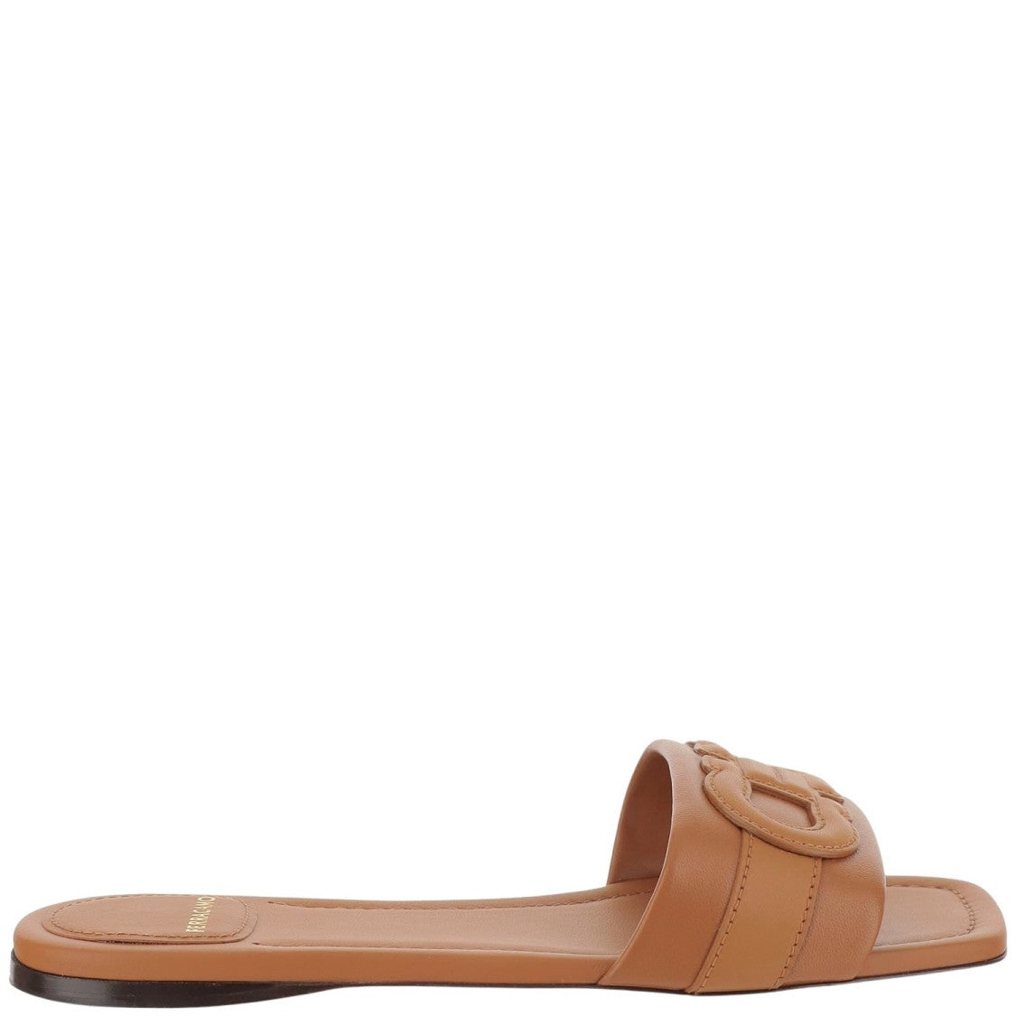 Salvatore Ferragamo Leather Flat Sandals With Logo