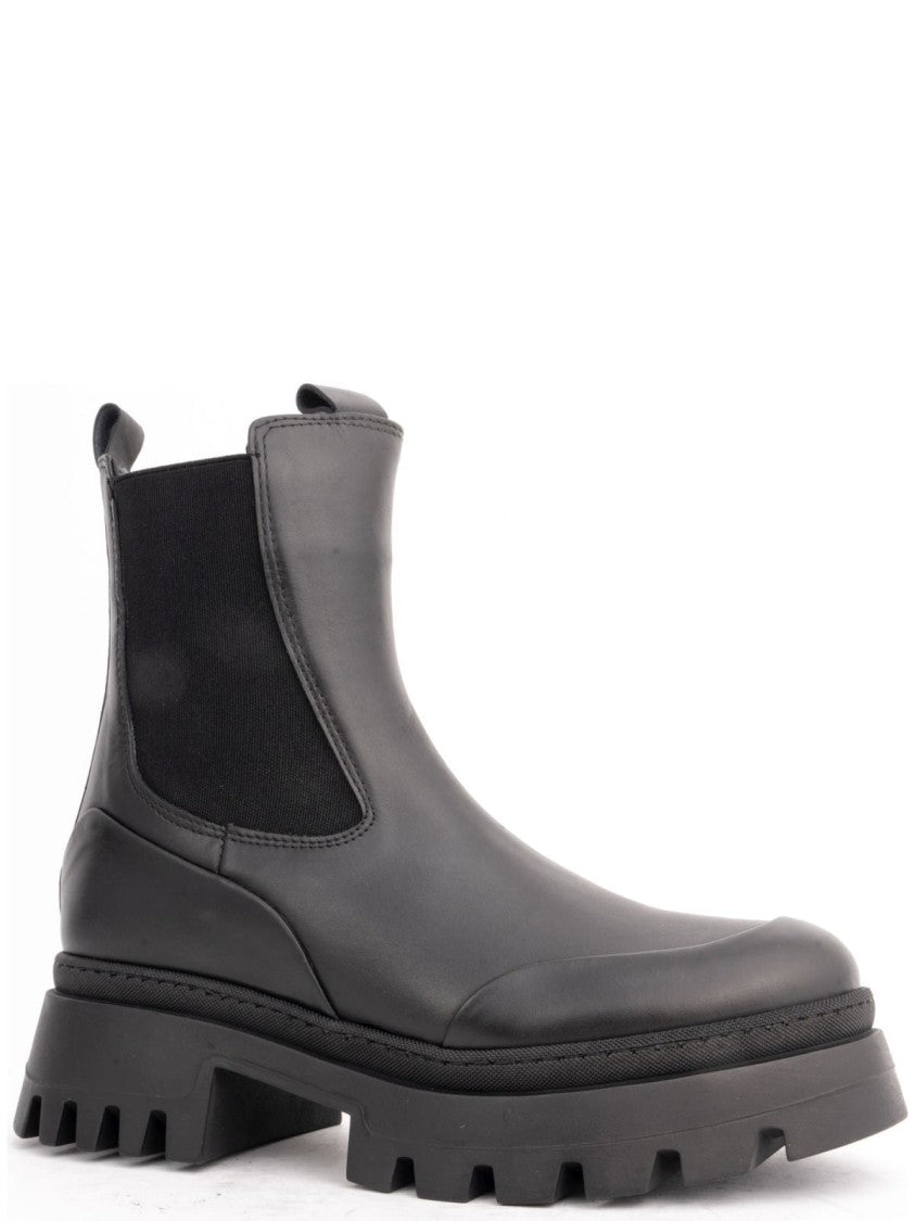 La Conte Black Leather Ankle Boots